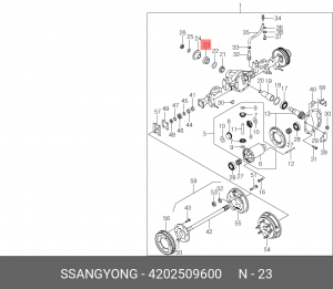 SS Kyron/Actyon 04-09 сальник хвостовика заднего моста TONGIL 4202509600 SSANG YONG