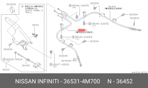 Nissan Sunny B15 4WD трос ручника левый 365314M700 NISSAN INFINITI