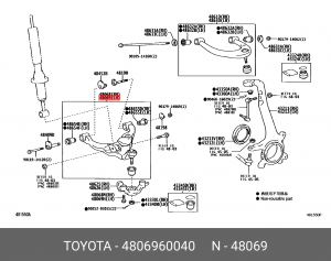 Toyota LC Prado 150 рычаг передний нижний левый 48069-60040 TOYOTA