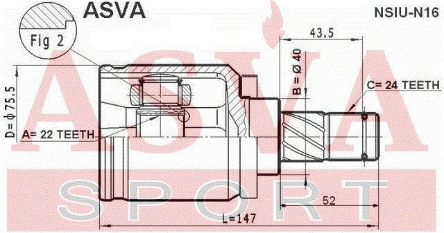 Nissan Almera classic N16 Шрус внутренний мех. 22x40x24 NSIU-N16 ASVA