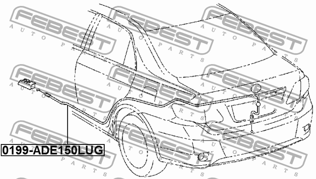 Toyota Corolla (E15) тросик привода замка открывания багажника 0199-ADE150LUG FEBEST