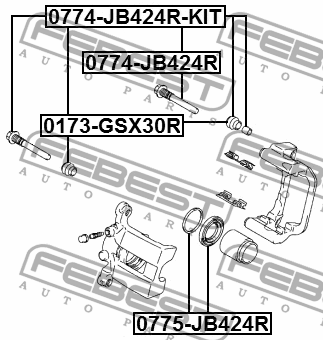 Suzuki Grand Vitara 05- к-т направляющих заднего суппорта 0774-JB424R-KIT FEBEST