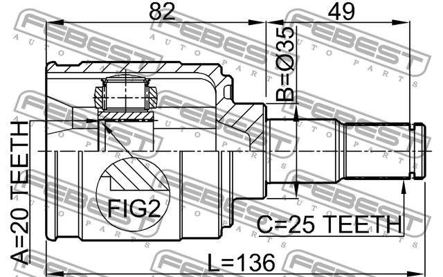 Kia Picanto 06-10 ШРУС внутренний 2211-PICMT FEBEST