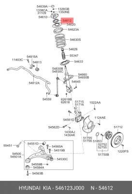 HYUNDAI ix55 подшипник опорный перед 54612-3J000 HYUNDAI KIA