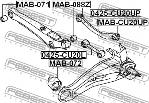 Mitsubishi Lancer 9, Cedia, Outlander c 03- с\блок заднего продольного рычага пе MAB-072 FEBEST
