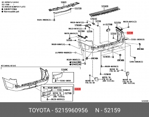 Toyota LC 200 08-11 бампер задний (оригинал) 52159-60956 TOYOTA