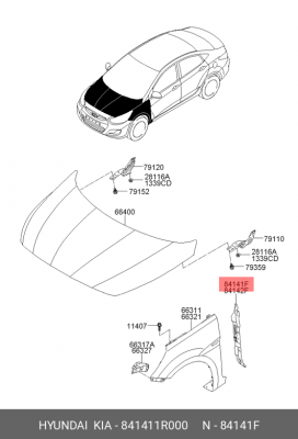 Кронштейн крыла 841411R000 HYUNDAI KIA