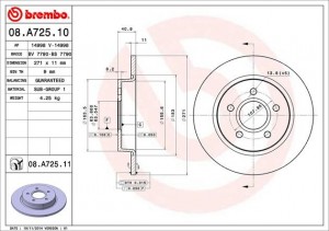 Диск тормозной задний 08A72510 BREMBO