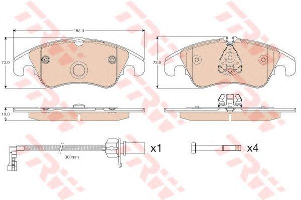 VAG Audi A5, A4 07-, A6 11-, Q5 08-13 колодки тормозные передние GDB1768 TRW
