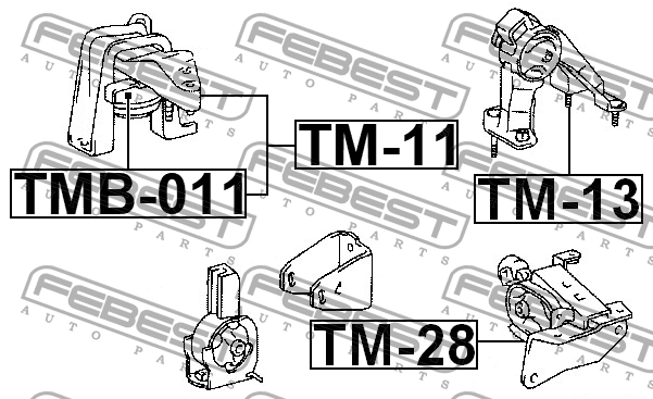 Toyota Corolla 00-07 опора ДВС правая TM-11 FEBEST