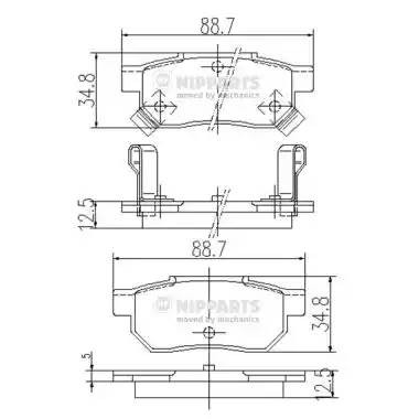 Honda Fit, Jazz GD1-3 01-07, 07-, Civic 91-05, Rover 400, 45 колодка задняя диск J3614004 H B JAKOPARTS NIPPARTS