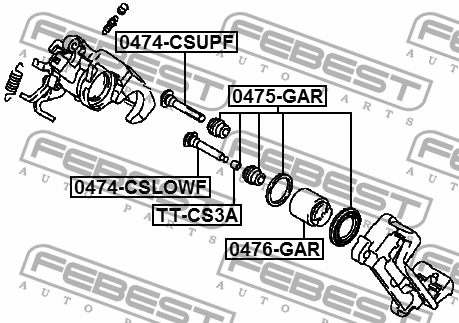 Mitsubishi ASX 12-, Outlander 12- ремкомплект заднего суппорта 0475-GAR FEBEST