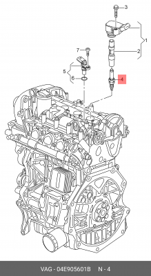 VAG TSI 1.2-1.4 12- свеча зажигания 04E 905 601 B VAG