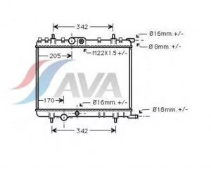 Радиатор системы охлаждения PEA2222\Citroen C4/Xsara,Peugeot 206/307 1.4/1.6i 97 PE2300 AVA