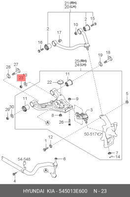 ГАЙКА M10 545013E600 HYUNDAI KIA