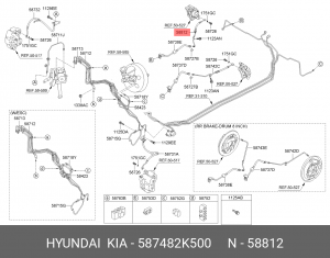 Kia Soul 06-12 шланг тормозной задний левый 587482K500 HYUNDAI KIA