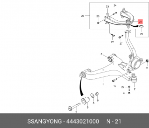 SS Stavic Шаровая опора верхеняя 44430-21000 SSANG YONG