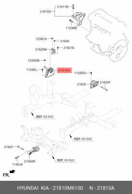 Hyundai / Kia опора двигателя правая 21810M6100 HYUNDAI KIA