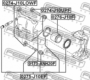 Nissan Qashqai J10, Teana J32, Tiida C11, X-Trail T30/T31 направляющаяя переднег 0274-J10UPF FEBEST