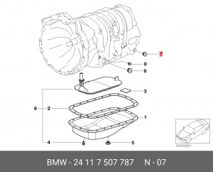 РЕЗЬБОВАЯ ПРОБКА С НАРУЖ ШЕСТИГРАННИКОМ 24 11 7 507 787 BMW