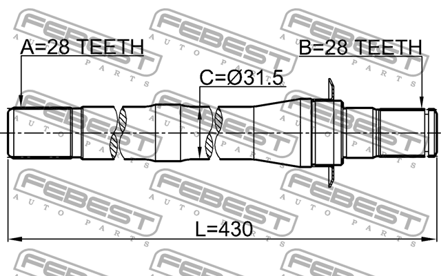 Hyundai SantaFe 10- Вал промежуточный 495602W050 (рем комплект) 1212-CM10AT4WD FEBEST