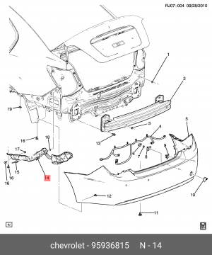 КРОНШТЕЙН ЗАДНЕГО БАМПЕРА 95936815 GENERAL MOTORS