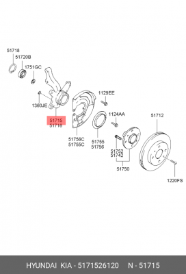 Hyundai SantaFe 00-05 Кулак поворотный левый 5171526120 HYUNDAI KIA