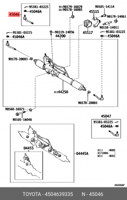 Toyota LC 90 Наконечник рулевой правый 45046-39335 TOYOTA