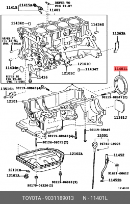 Toyota сальник коленвала задний 90311-89013 TOYOTA