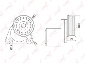 Ford Mondeo III, IV, Mazda 6 Ролик с натяжителем приводного ремня PT-3013 LYNXAUTO