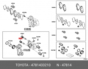 Toyota RAV 4 06- палец заднего суппорта верхний 47814-33210 TOYOTA
