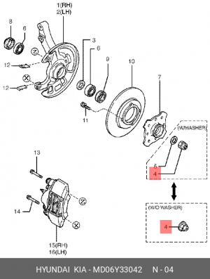 Kia Rio 00-05/ Avela Гайка ступицы передней MD06Y-33-042 HYUNDAI KIA