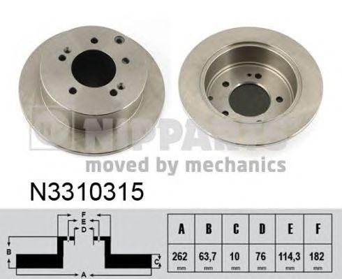 Kia Soul 09-13/Cerato 09- диск торм зад N3310315 H B JAKOPARTS NIPPARTS