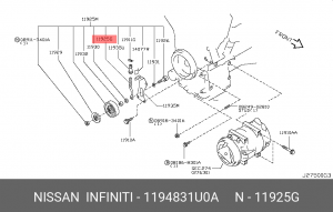 Nissan болт натяжки ролика кондиционера 11948-31U0A NISSAN INFINITI