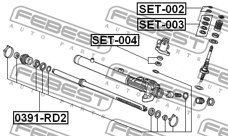 Honda Step Wagon ремкомплект рулевого редуктора(сальник+подшипник) SET-004 FEBEST
