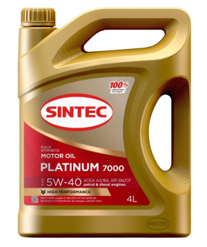 Масло моторное синтетическое Sintec "Platinum 7000 5W-40", 4л 600139 SINTEC