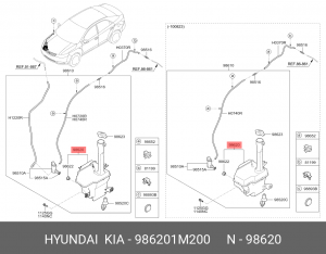 Kia Cerato 2 09-13 Бачок омывателя лобового стекла 986201M200 HYUNDAI KIA
