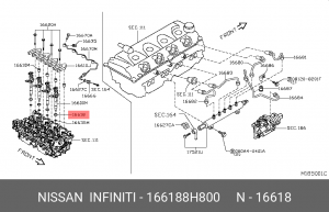 Nissan Navara уплотнительное кольцо форсунки 166188H800 NISSAN INFINITI