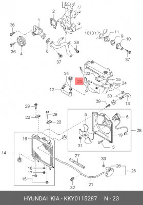 Kia Уплотнительное кольцо системы охлаждения 22x3 KKY0115287 HYUNDAI KIA