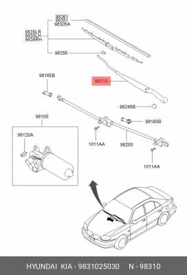 Hyundai Accent 99- Поводок дворника перед лев 9831025030 HYUNDAI KIA