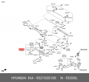Рычаг подвески (Рычаг задней подвески нижний левый) 552102S100 HYUNDAI KIA