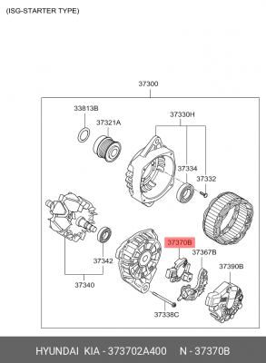 Kia Rio 12  - реле регулятора напряжения 373702A400 HYUNDAI KIA