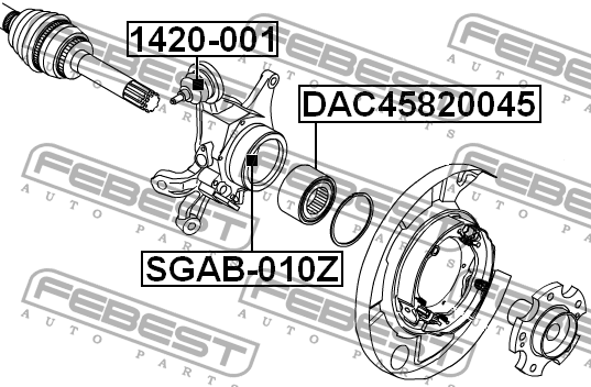 SS Actyon 11-15/ Rexton 11-15 Сайлентблок плавающий задней подвески SGAB-010Z FEBEST