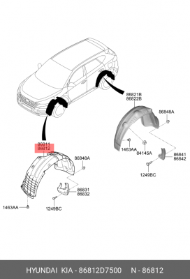 Hyundai Tucson 18-21 - подкрылок передний правый 86812D7500 HYUNDAI KIA