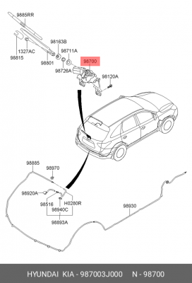 Hyundai IX55- Мотор заднего стеклоочистителя 987003J000 HYUNDAI KIA