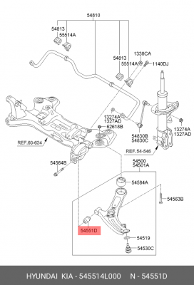 Hyundai Solaris 12-/17-/Rio12-/17-/Kia Soul 08-13 Сайлентблок передний перед рыч 545514L000 HYUNDAI KIA