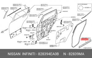 Уплотнитель двери задней левой 82839-4EA0B NISSAN INFINITI