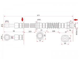 Mitsubishi Galant шланг тормозной передний STMR129844 SAT