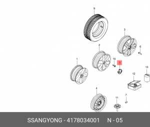 SS Action NEW Колпачек литого диска 4178034001 SSANG YONG