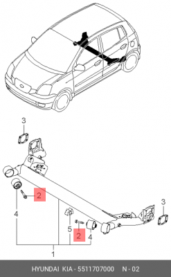 Kia Picanto 04-09 болт крепления зад балки 5511707000 HYUNDAI KIA